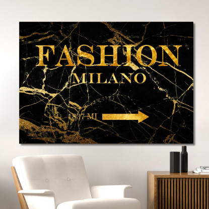 Quadro Fashion Milano Sfondo Marmo Nero E Oro Fashion fsn49 quadro stampato su tela