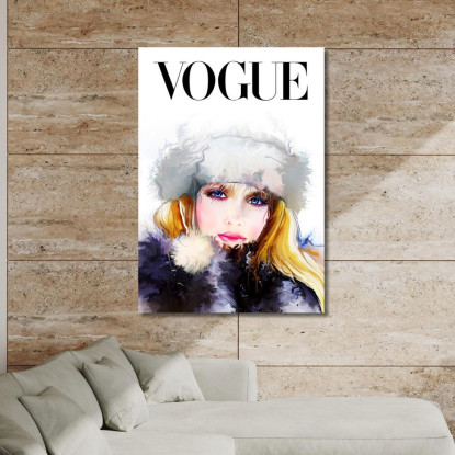 Quadro Ritratto Femminile Con Cappello Di Pelliccia Vogue Fashion fsn80 quadro stampato su tela