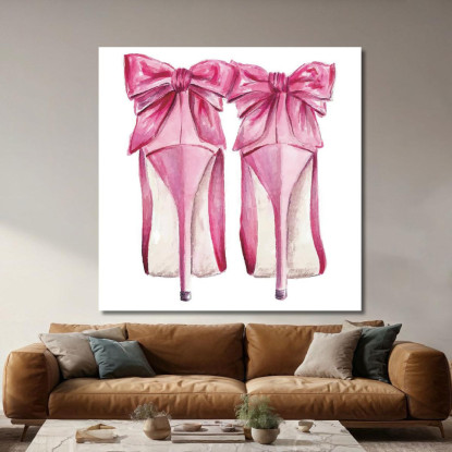 Quadro Scarpe Col Fiocco Rosa Fashion fsn85 quadro stampato su tela