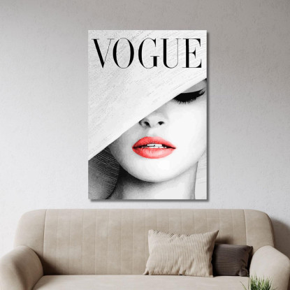 Quadro Volto Femminile Coperto Da Cappello Vogue Fashion fsn93 quadro stampato su tela