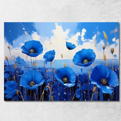 Quadro Campo Di Papaveri Blu Quadro Moderno Fiori Astratti flp6 quadro stampato su tela