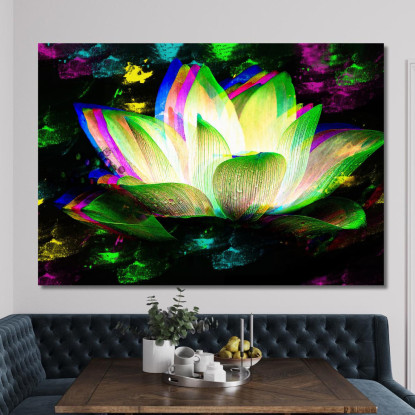 Quadro Fiore Loto Astratto Multicolore Quadro Moderno Fiori Astratti flp14 quadro stampato su tela