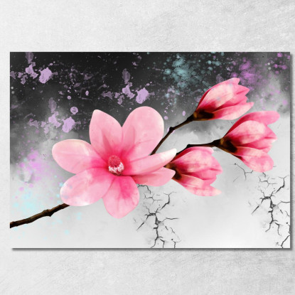 Quadro Fiore Rosa Sfondo Astratto Moderno Quadro Moderno Fiori Astratti flp15 quadro stampato su tela