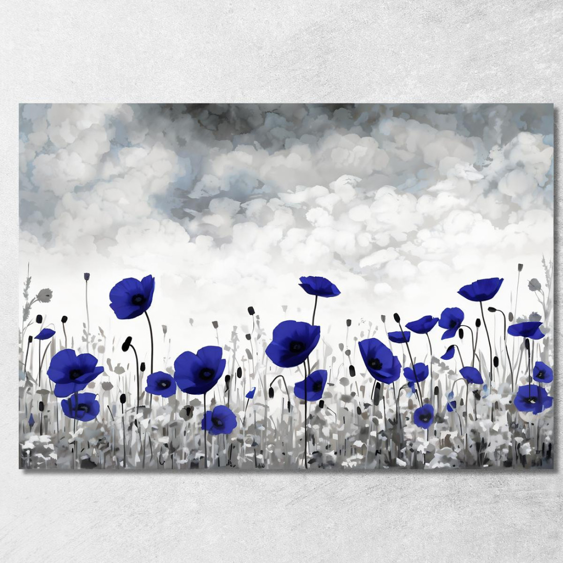 Quadro Papaveri Blu Su Campo Bianco E Nero Quadro Moderno Fiori Astratti flp16 quadro stampato su tela Quadro Papaveri Blu Su Campo Bianco E Nero Quadro Moderno Fiori Astratti flp16 quadro stampato su tela