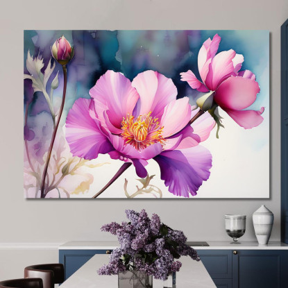 Quadro Fiore Viola Elegante Con Sfumature Pastello Quadro Moderno Fiori Astratti flp17 quadro stampato su tela