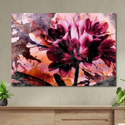 Quadro Fiori Astratti Rosa Sfumature Artistiche Quadro Moderno Fiori Astratti flp18 quadro stampato su tela