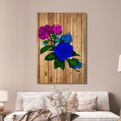 Quadro Fiori Blu E Rosa Su Legno Quadro Moderno Fiori Astratti flp20 quadro stampato su tela