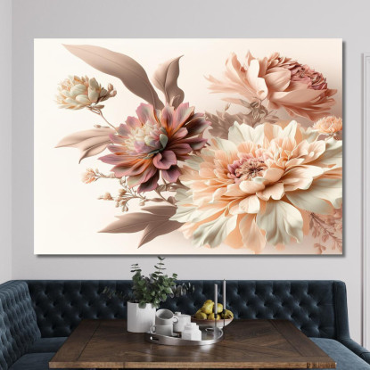 Quadro Fiori Rosa E Beige Acquerello Vintage Quadro Moderno Fiori Astratti flp21 quadro stampato su tela