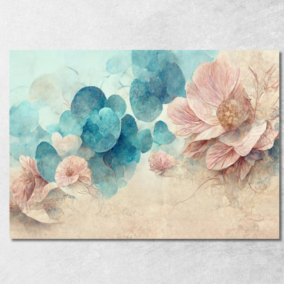 Quadro Fiori Sfumature Rosa E Celeste Quadro Moderno Fiori Astratti flp23 quadro stampato su tela