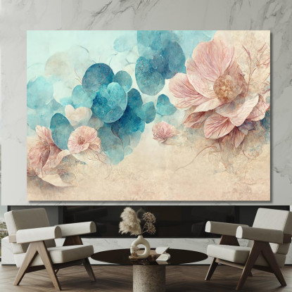 Quadro Fiori Sfumature Rosa E Celeste Quadro Moderno Fiori Astratti flp23 quadro stampato su tela