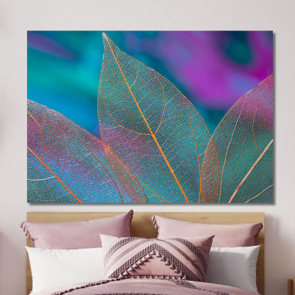 Quadro Foglie Trasparenti Neon Quadro Moderno Fiori Astratti flp24 quadro stampato su tela