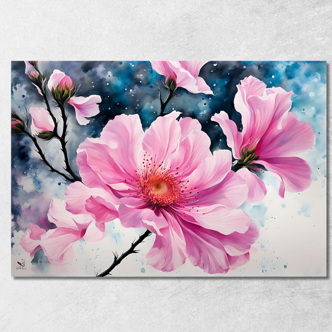 Quadro Magnolia Rosa Con Dettagli Astratti Quadro Moderno Fiori Astratti flp27 quadro stampato su tela