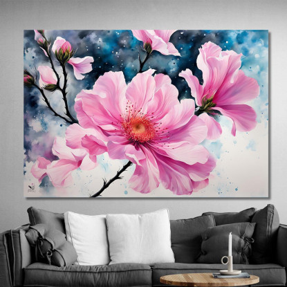 Quadro Magnolia Rosa Con Dettagli Astratti Quadro Moderno Fiori Astratti flp27 quadro stampato su tela