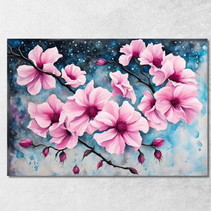 Quadro Magnolie Rosa Su Sfondo Astratto Quadro Moderno Fiori Astratti flp28 quadro stampato su tela