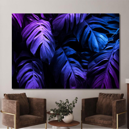 Quadro Moderno Foglie Tropicali Neon Quadro Moderno Fiori Astratti flp30 quadro stampato su tela