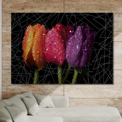 Quadro Mosaico Tulipani Astratti Quadro Moderno Fiori Astratti flp31 quadro stampato su tela