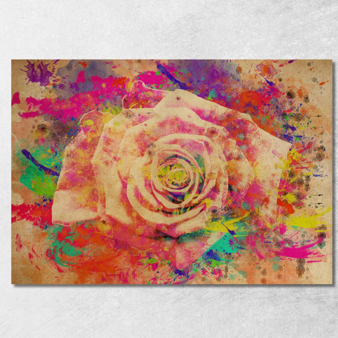 Quadro Rosa Astratta Multicolore Quadro Moderno Fiori Astratti flp37 quadro stampato su tela