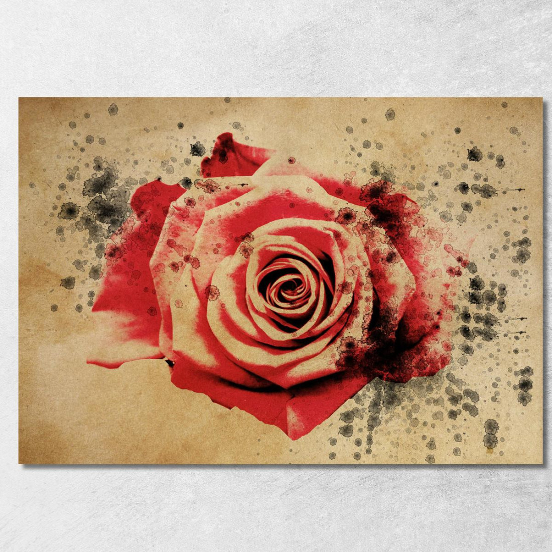 Quadro Rosa Rossa Vintage Quadro Moderno Fiori Astratti flp38 quadro stampato su tela Quadro Rosa Rossa Vintage Quadro Moderno Fiori Astratti flp38 quadro stampato su tela