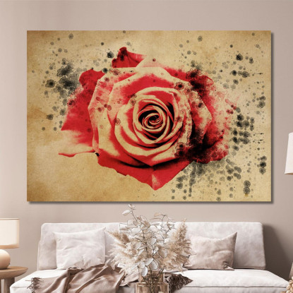 Quadro Rosa Rossa Vintage Quadro Moderno Fiori Astratti flp38 quadro stampato su tela