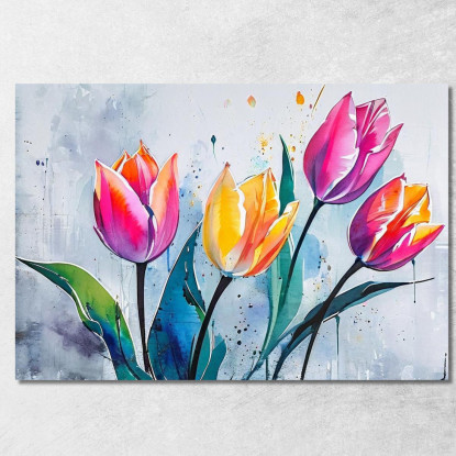 Quadro Tulipani Colorati Sfondo Astratto Quadro Moderno Fiori Astratti flp42 quadro stampato su tela