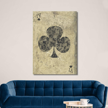 Quadro Carte Da Gioco Asso Di Fiori Floreale plc3 quadro stampato su tela