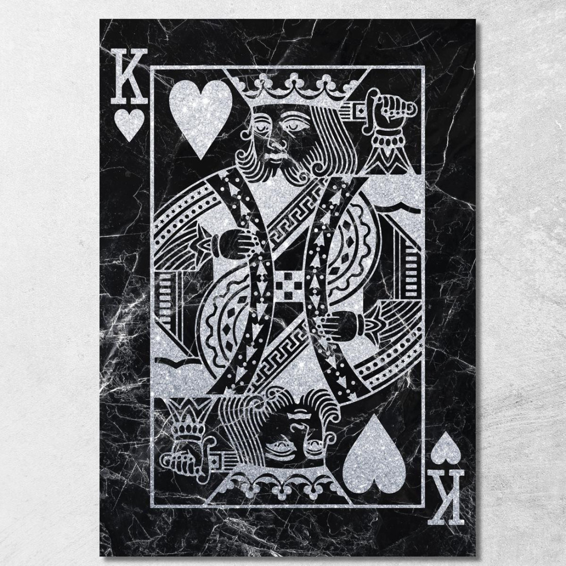 Quadro Carte Da Gioco Re Di Cuori Argento plc9 quadro stampato su tela Quadro Carte Da Gioco Re Di Cuori Argento plc9 quadro stampato su tela
