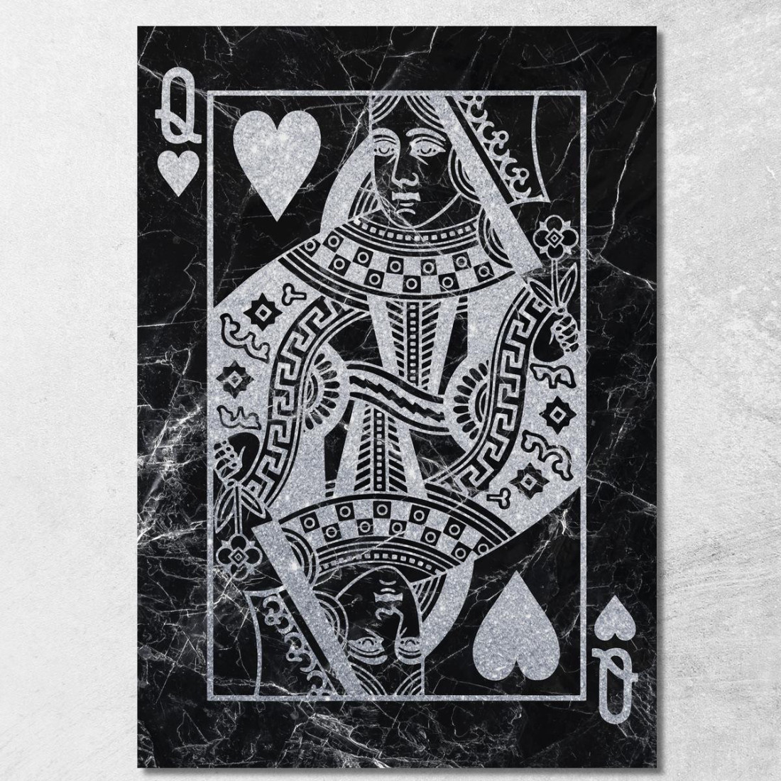 Quadro Carte Da Gioco Regina Di Cuori Argento plc11 quadro stampato su tela Quadro Carte Da Gioco Regina Di Cuori Argento plc11 quadro stampato su tela