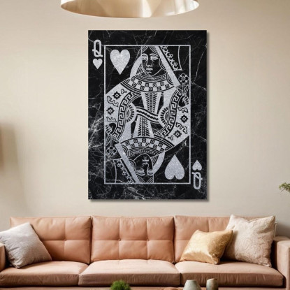 Quadro Carte Da Gioco Regina Di Cuori Argento plc11 quadro stampato su tela