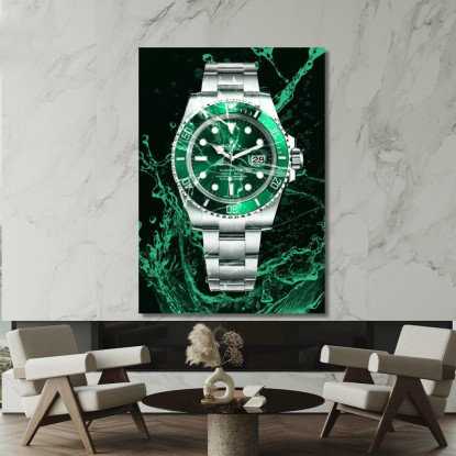 Quadro Moderno Orologio Submariner Acqua Verde rlx21 quadro stampato su tela