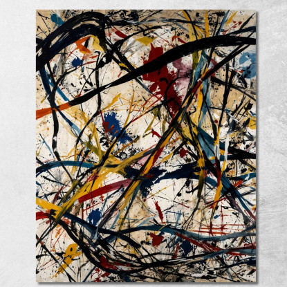 Dinamica Astratta Stile Jackson Pollock ijsp7 quadro stampato su tela