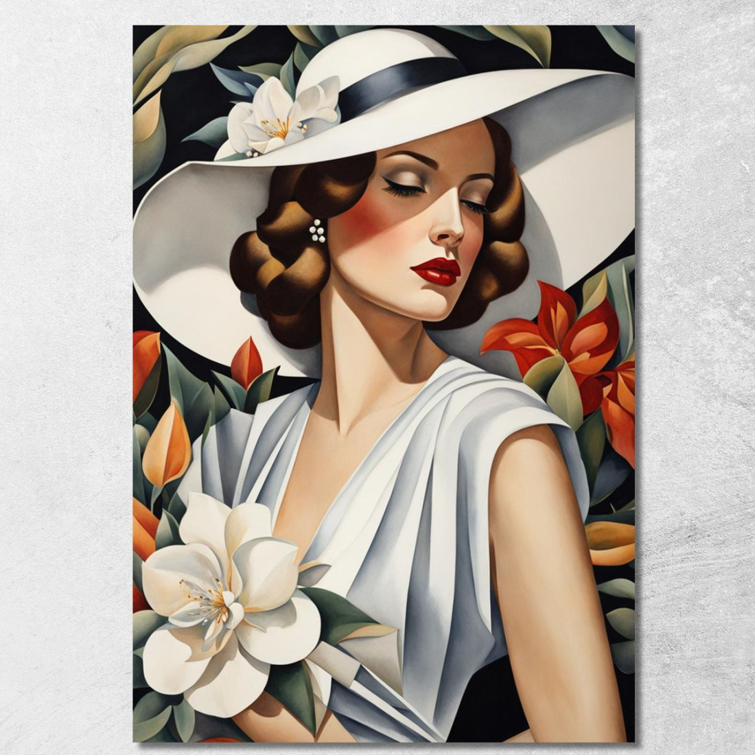 Musa Fiorita Stile Tamara de Lempicka ilmt1 quadro stampato su tela