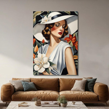 Musa Fiorita Stile Tamara de Lempicka ilmt1 quadro stampato su tela