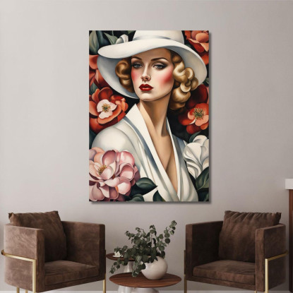 Lady Camelia Stile Tamara de Lempicka ilmt4 quadro stampato su tela