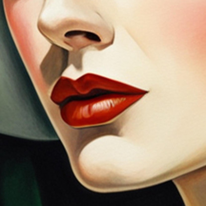 Signora In Seta Verde Stile Tamara de Lempicka ilmt5 quadro stampato su tela