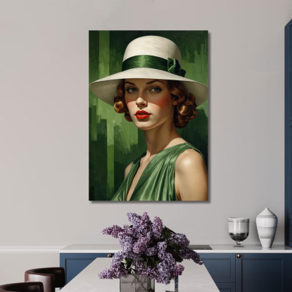 Signora In Verde Stile Tamara de Lempicka ilmt6 quadro stampato su tela