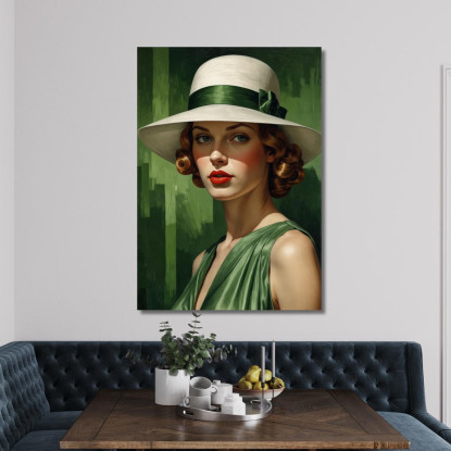 Signora In Verde Stile Tamara de Lempicka ilmt6 quadro stampato su tela
