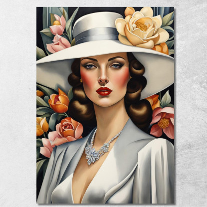 Ritratto Di Una Signora In Bianco Stile Tamara de Lempicka ilmt11 quadro stampato su tela