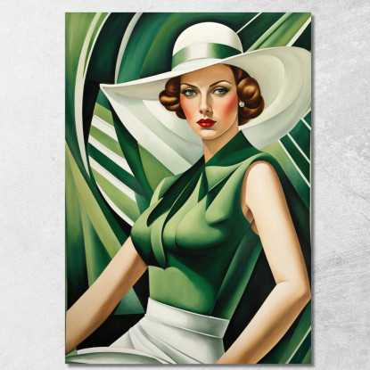 La Signora Smeraldo Stile Tamara de Lempicka ilmt15 quadro stampato su tela