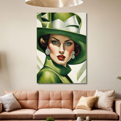 La Duchessa Verde Stile Tamara de Lempicka ilmt18 quadro stampato su tela