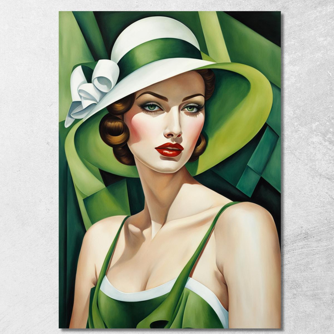 La Signora In Verde Stile Tamara de Lempicka ilmt19 quadro stampato su tela La Signora In Verde Stile Tamara de Lempicka ilmt19 quadro stampato su tela