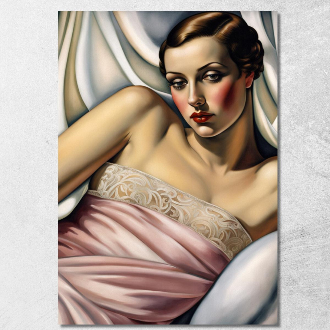 La Camicia Rosa Reinterpretazione Tamara de Lempicka ilmt20 quadro stampato su tela La Camicia Rosa Reinterpretazione Tamara de Lempicka ilmt20 quadro stampato su tela
