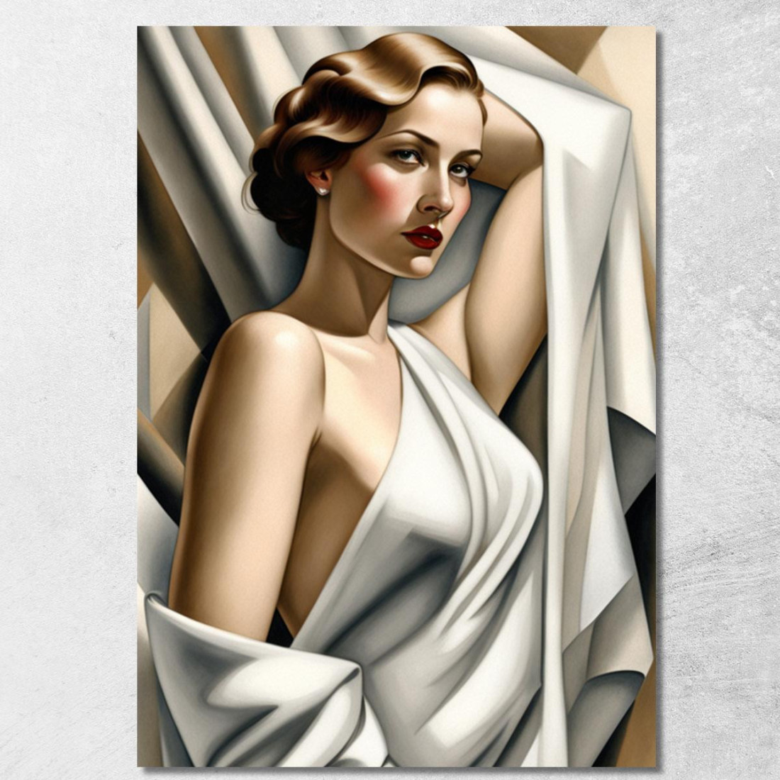 Donna In Bianco Stile Tamara de Lempicka ilmt23 quadro stampato su tela Donna In Bianco Stile Tamara de Lempicka ilmt23 quadro stampato su tela