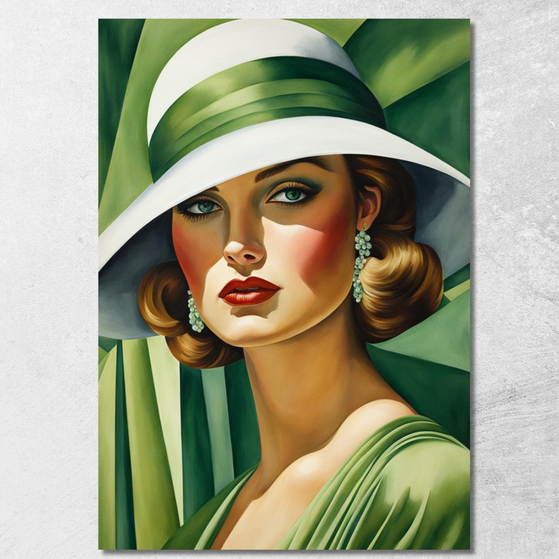 Giovane Ragazza Verde Reinterpretazione Tamara de Lempicka ilmt26 quadro stampato su tela Giovane Ragazza Verde Reinterpretazione Tamara de Lempicka ilmt26 quadro stampato su tela