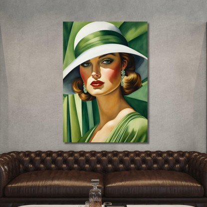 Giovane Ragazza Verde Reinterpretazione Tamara de Lempicka ilmt26 quadro stampato su tela