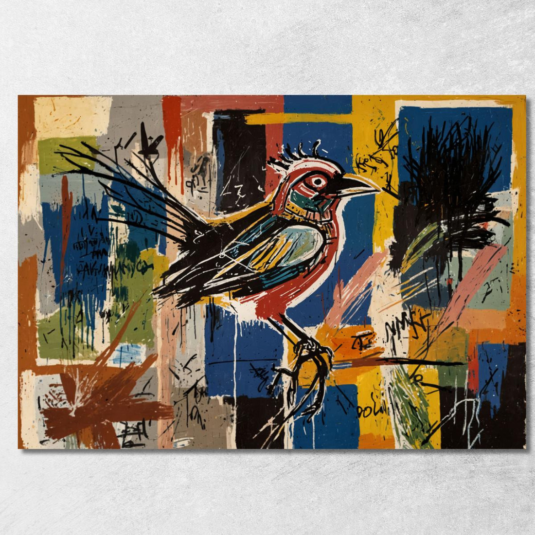 Uccello Sul Denaro Reinterpretazione Jean-Michel Basquiat ibsq5 quadro stampato su tela Uccello Sul Denaro Reinterpretazione Jean-Michel Basquiat ibsq5 quadro stampato su tela