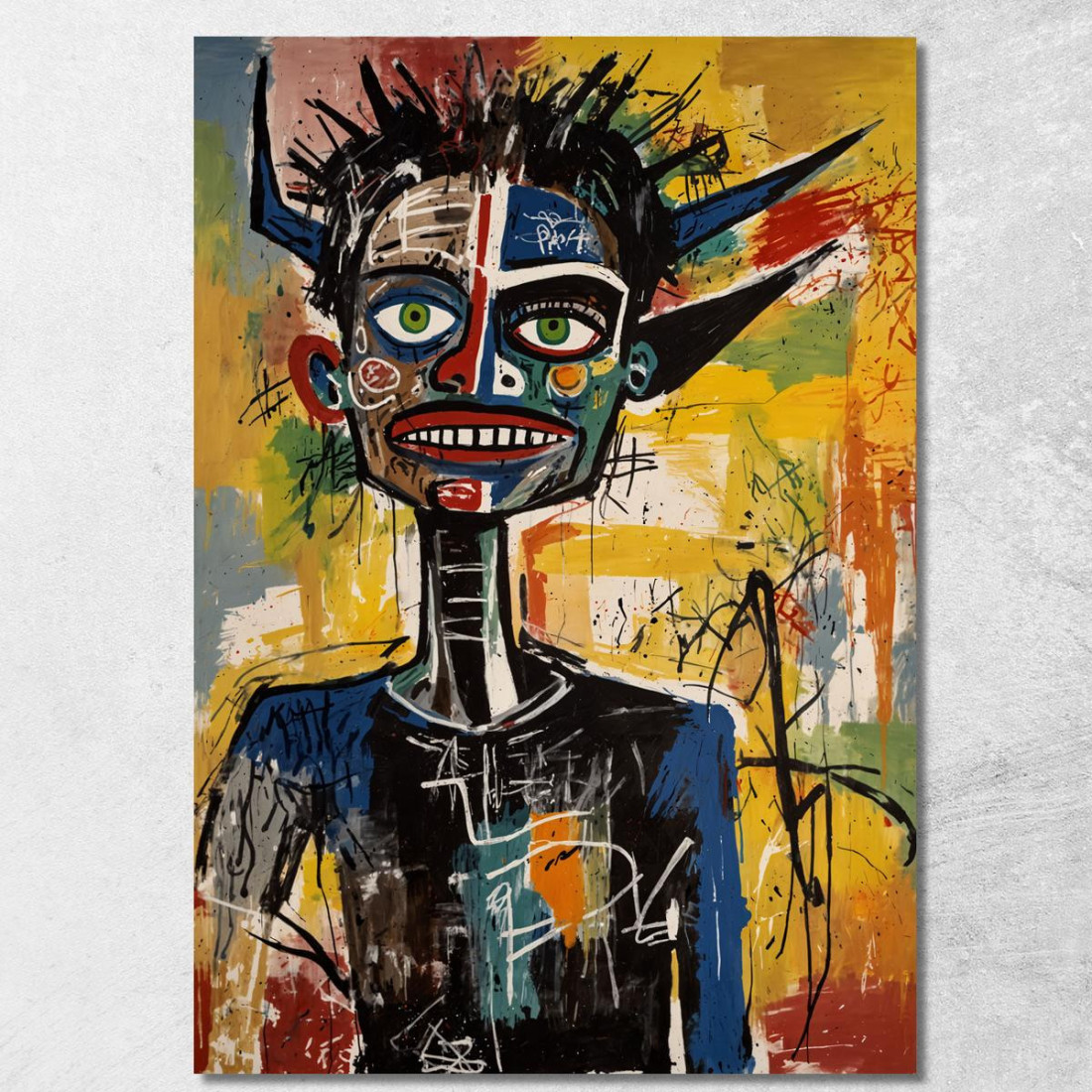 Identità Frammentata Nel Caos Reinterpretazione Jean-Michel Basquiat ibsq14 quadro stampato su tela Identità Frammentata Nel Caos Reinterpretazione Jean-Michel Basquiat ibsq14 quadro stampato su tela