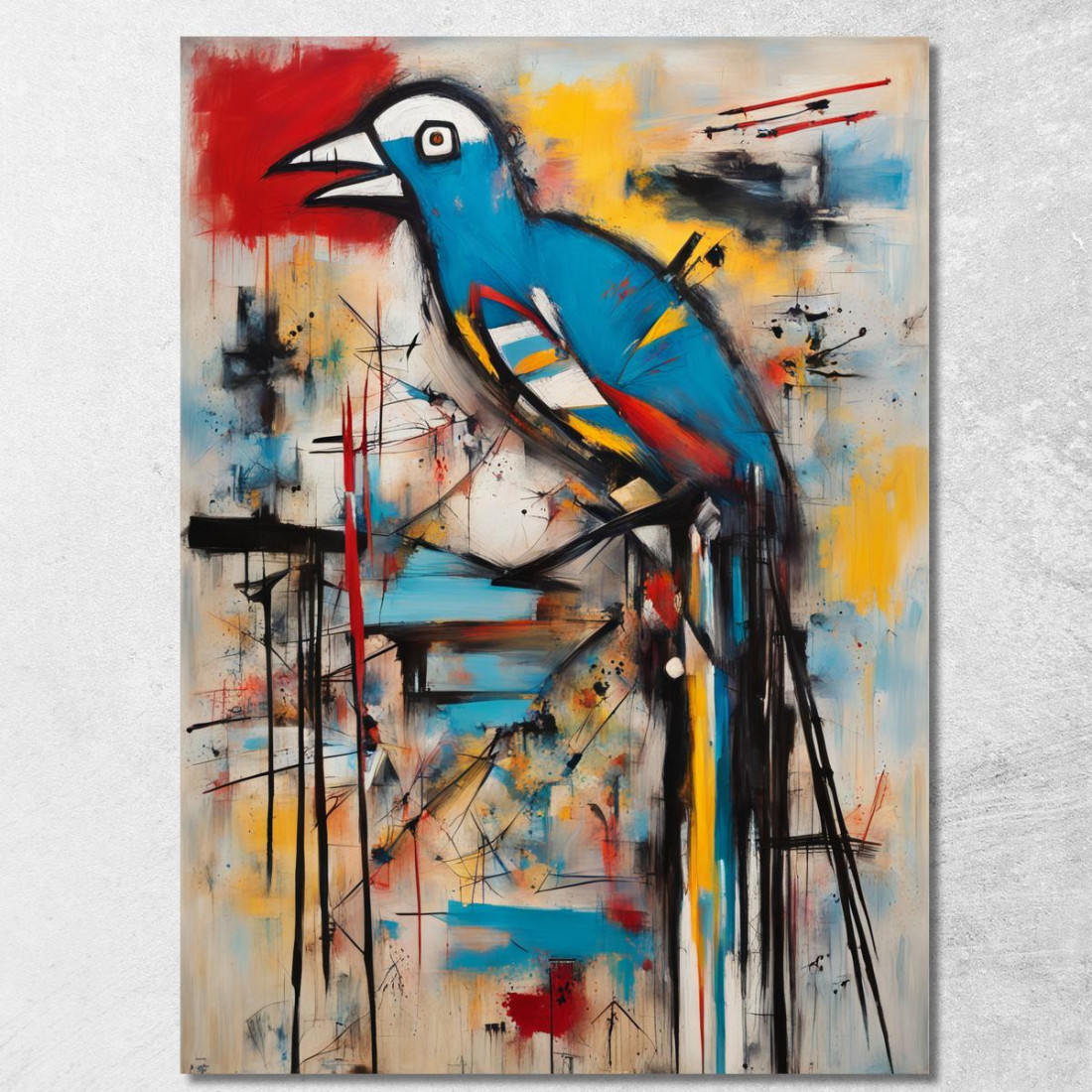 L'Uccello Del Caos Stile Jean-Michel Basquiat ibsq25 quadro stampato su tela L'Uccello Del Caos Stile Jean-Michel Basquiat ibsq25 quadro stampato su tela