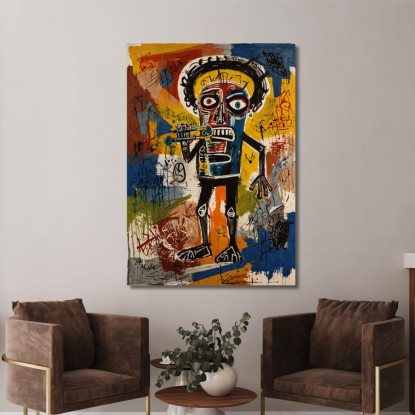 Lo Scheletro Del Jazz Ispirato A Jean-Michel Basquiat ibsq30 quadro stampato su tela