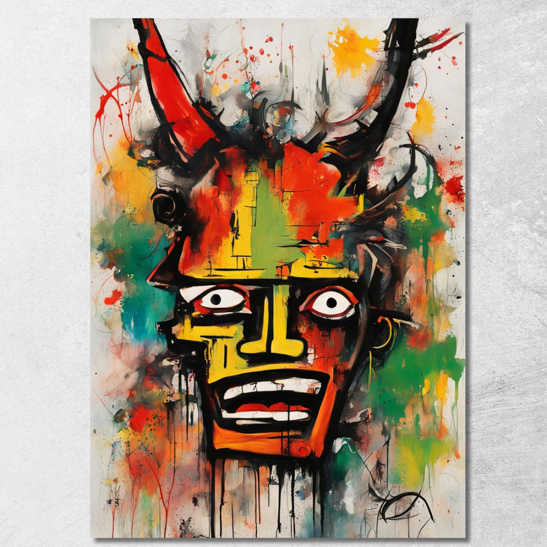 Totem Urbano Stile Jean-Michel Basquiat ibsq34 quadro stampato su tela Totem Urbano Stile Jean-Michel Basquiat ibsq34 quadro stampato su tela