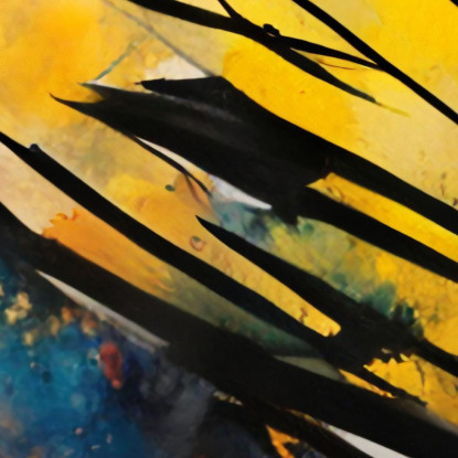 Uccello Canoro Incoronato E Vivace Reinterpretazione Jean-Michel Basquiat ibsq35 quadro stampato su tela